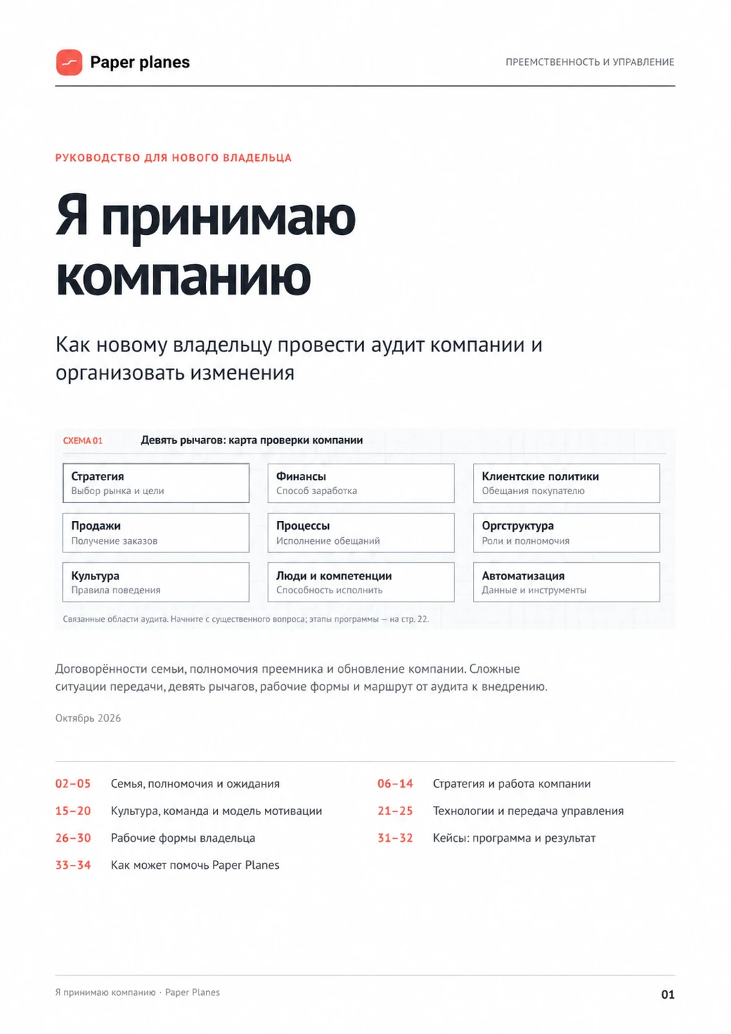 Обложка руководства «Я принимаю компанию»